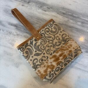 Myra Bag Wine Tote Cowhide Canvas Tote/Wine Bottles Carrier Leather